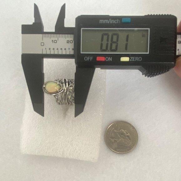 Sterling Silver 925 PZ Modernist Israel Opal Teardrop Wide Band Ring Sz 5.75 - Picture 13 of 16